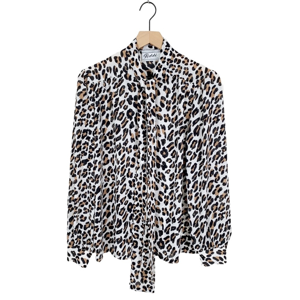 Vintage 1970’s Leopard Print Bow Tie Blouse